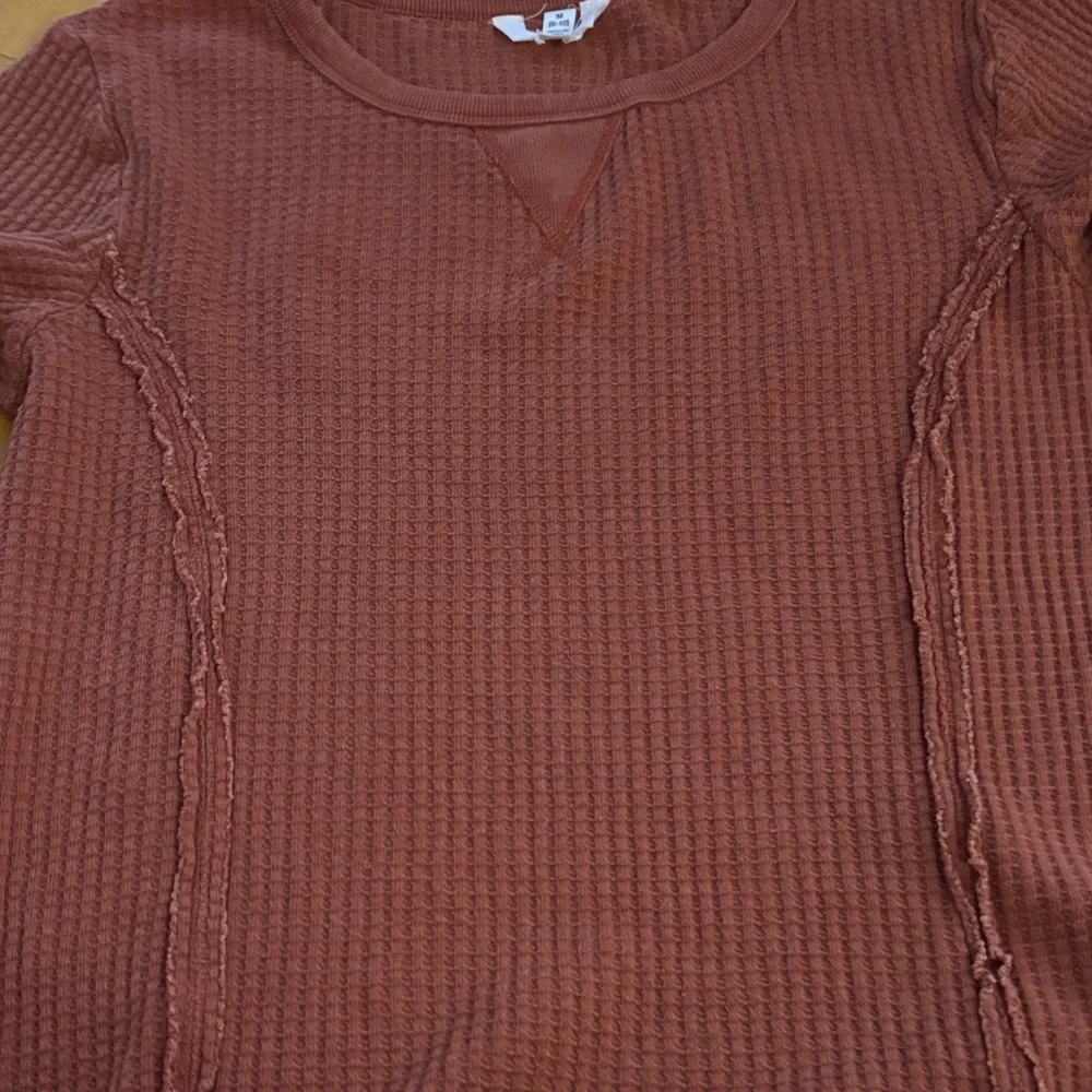 Women’s Rust Brown Waffle Knit Long Sleeve Top | Size M